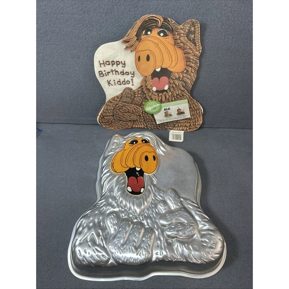 Vintage 1988 Wilton ALF Cake‎ Pan Happy Birthday Kiddo Aluminum W/ Face & Liner